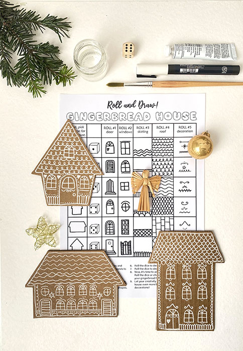gingerbread houses holiday art lesson roll and draw